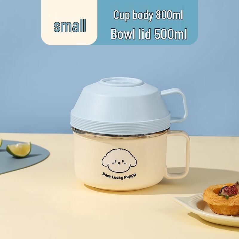 Hongpa Blue Puppy Stainless Steel Round Lunch Box