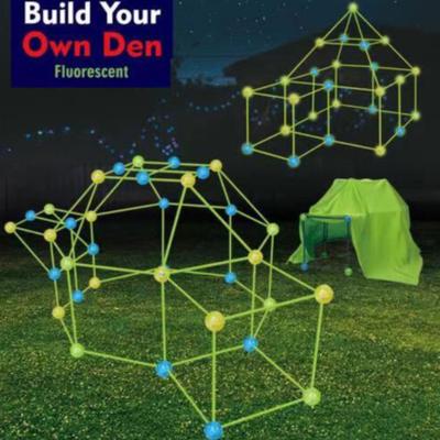 Glow-In-The-Dark DIY Fort Construction Creative Toy Fort Building Kit 3D Castles Tunnels Tents Games Educational Play Tent Toys
