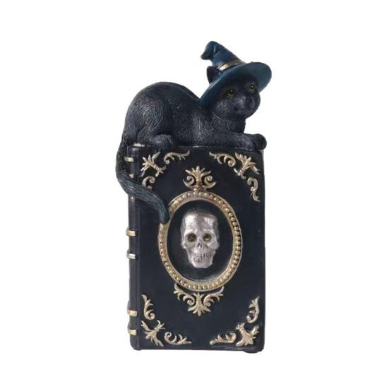 Halloween Resin Book Sculpture Ghost Hunter Hand Statue Decorative Figurine Spooky Devil Eye Collectible Tabletop Ornament