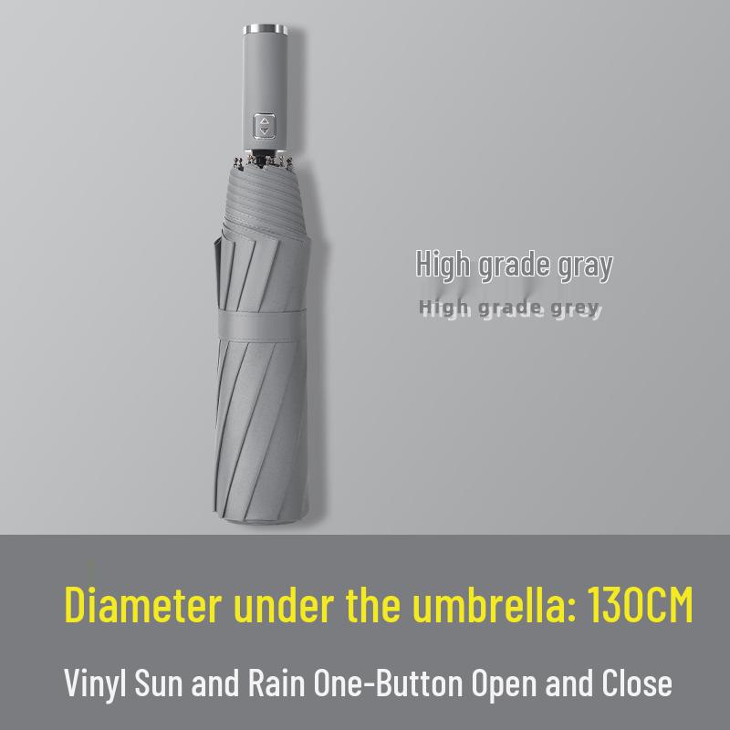 Extra-Large Automatic Black Men's Sunshade & Rain Umbrella - Sturdy, Foldable, Customizable with Thickened Design