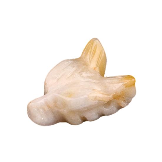Wolf Head Stone Ornament Miniature Landscape Sculpture Crystal Texture And Polished Design Decorative Beads for DIY Bracelets