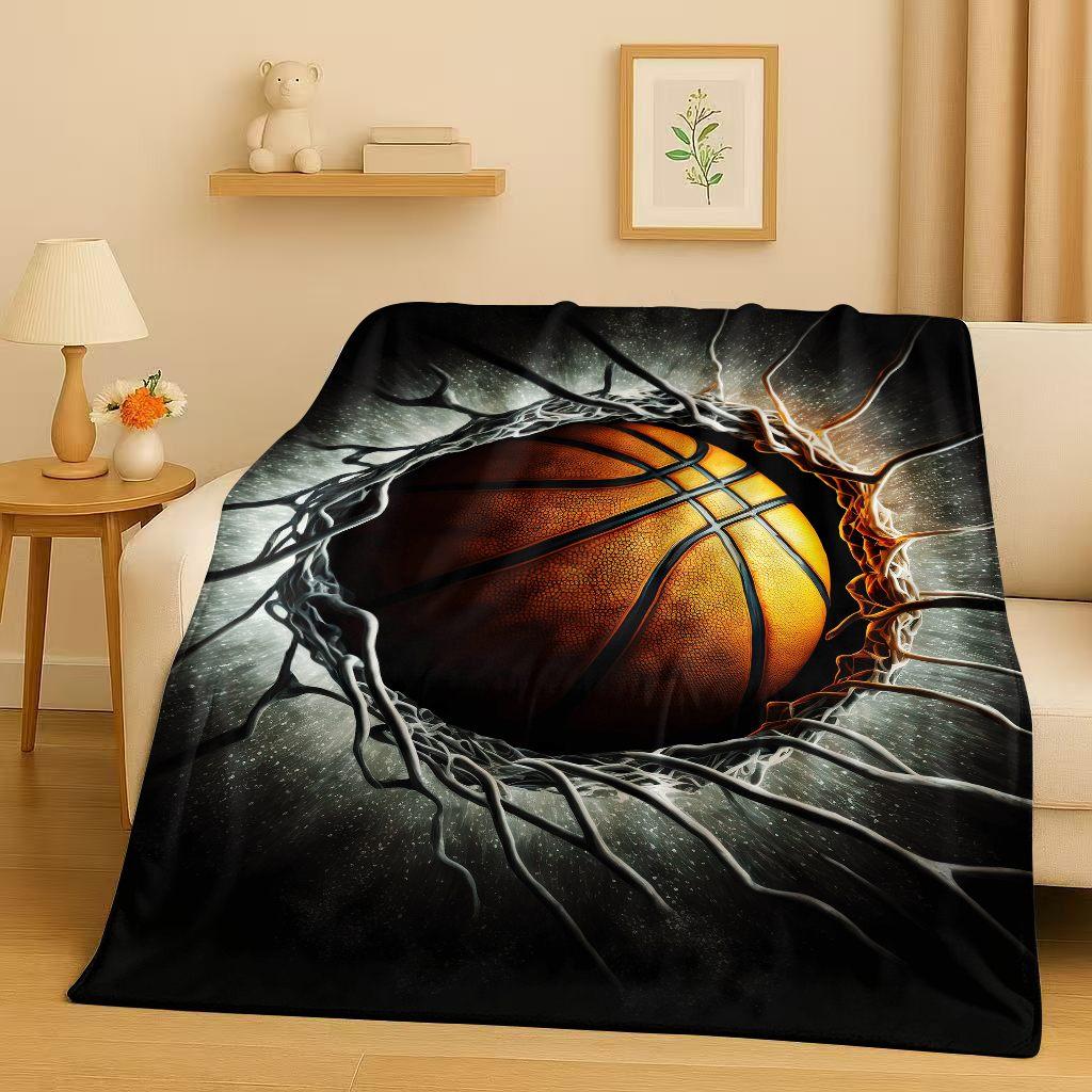 Classic Basketball Court Art Flannel Blanket,Ultra Soft Warm Plush Throw for Home Bedroom Bed Sofa Cover Travel Camping  Gift