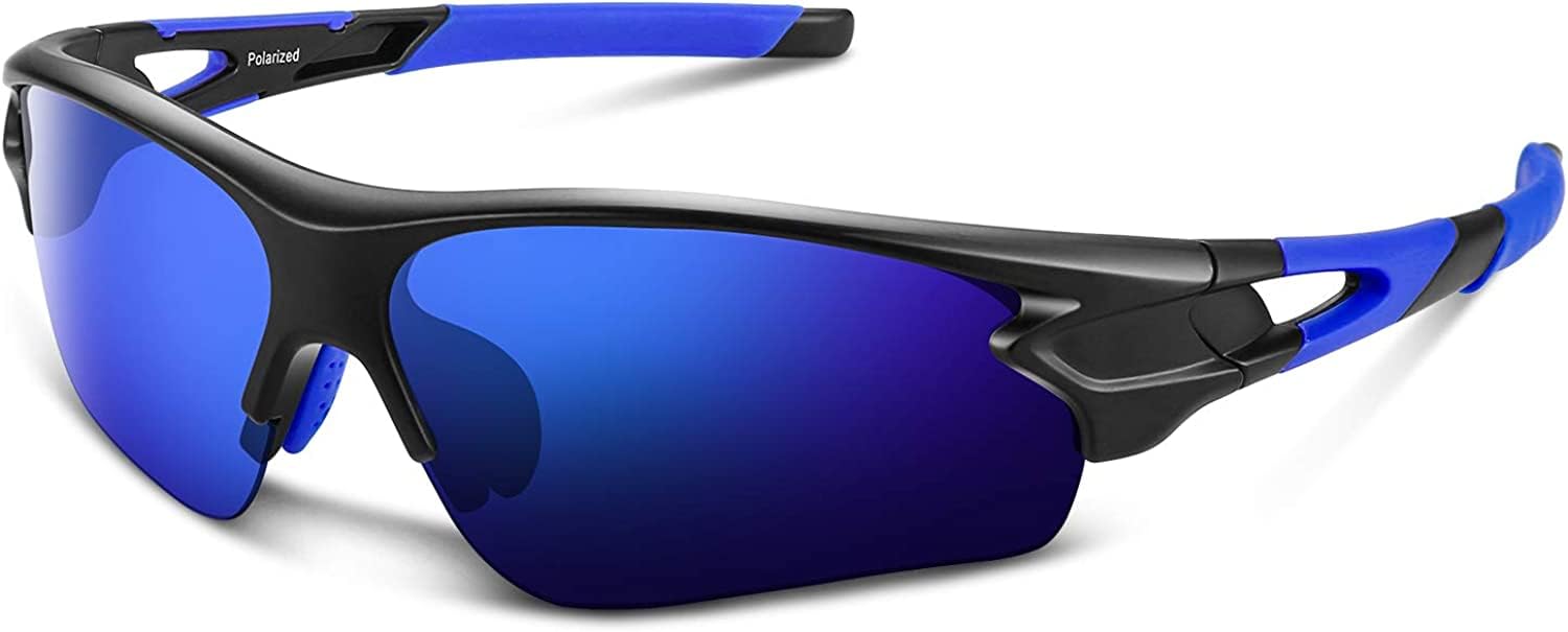 

BEACOOL Sports Sunglasses with Polarized Lenses for and TR90 TAC UV400 Sun Protection for Men and Unisex Sunglasses with and Glossy Blue Baseball,