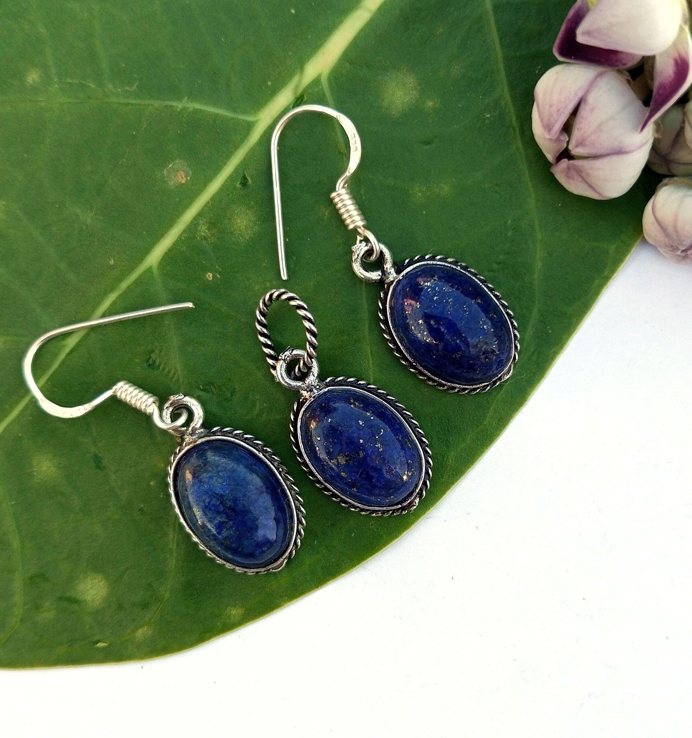 

Серьги-подвески из стерлингового серебра 925 пробы с лазуритом, набор ювелирных изделий