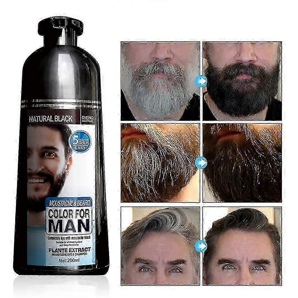 2025 200ml Permanent Beard Dye Shampoo For Men, Mustache Beard Dying, Removal White Grey Beard, Hair Men Beard Dye Shampoo