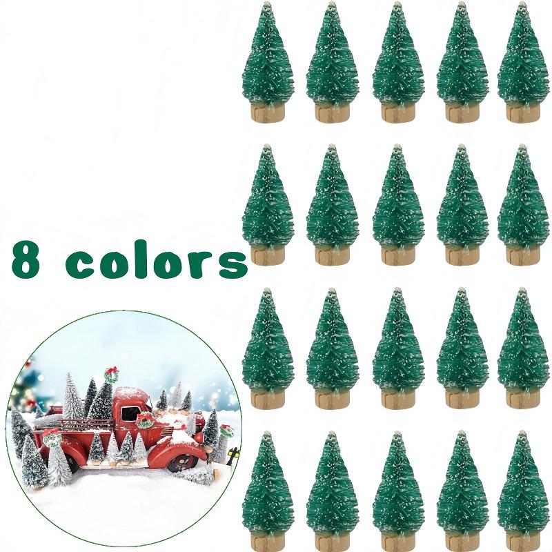 12Pcs Mini Christmas Desktop Miniature Pine Tree Micro Landscaping 4.5/6.5Cm Sisal Silk Cedar Tree Ornamen Navidad Xmas Decor