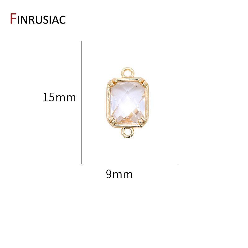 DIY Jewelry Accessories New Korean Style Zircon Connector 14K Gold Plated Beautiful Colors Component For Jewelry Making Supplies