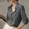 Women Daily Casual 3/4 Sleeve Loose Commute Stripe Blouse