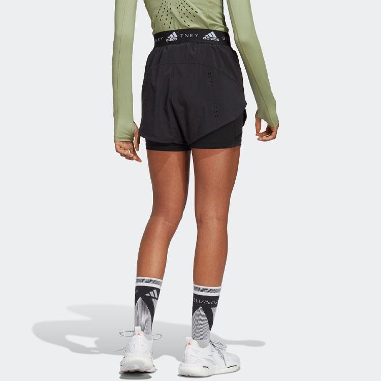 Adidas Logo Embroidered Quick-Dry Regular Sports Shorts Women Bottoms Black HS4258