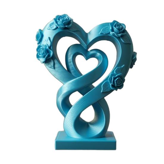 3D Printed Love Shaped Rose Sculpture Exquisite Flowers Heart Table Decoration Stable Base Romantic Desktop Ornaments for Wedding Party Table
