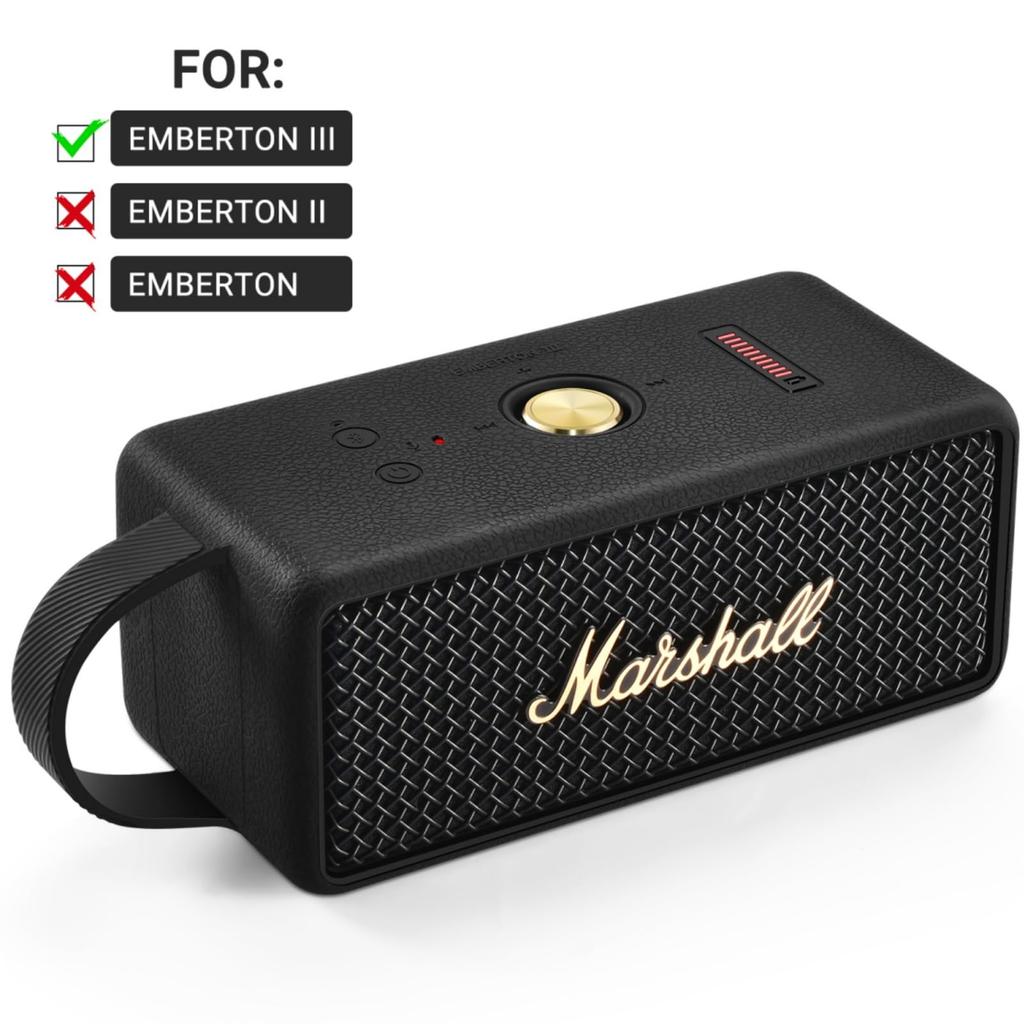 Fenmaru Marshall Emberton III Case, Shockproof Silicone Case for Marshall Emberton 3 (Black)