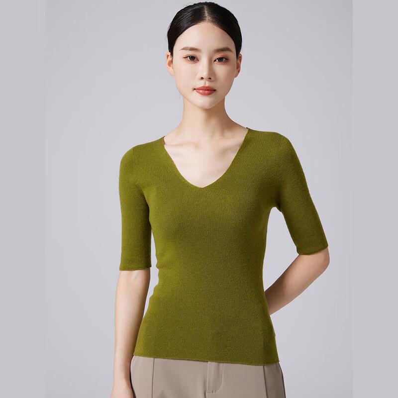 

Women s 100% Pure Wool Slim-Fit V-Neck Knit Sweater S