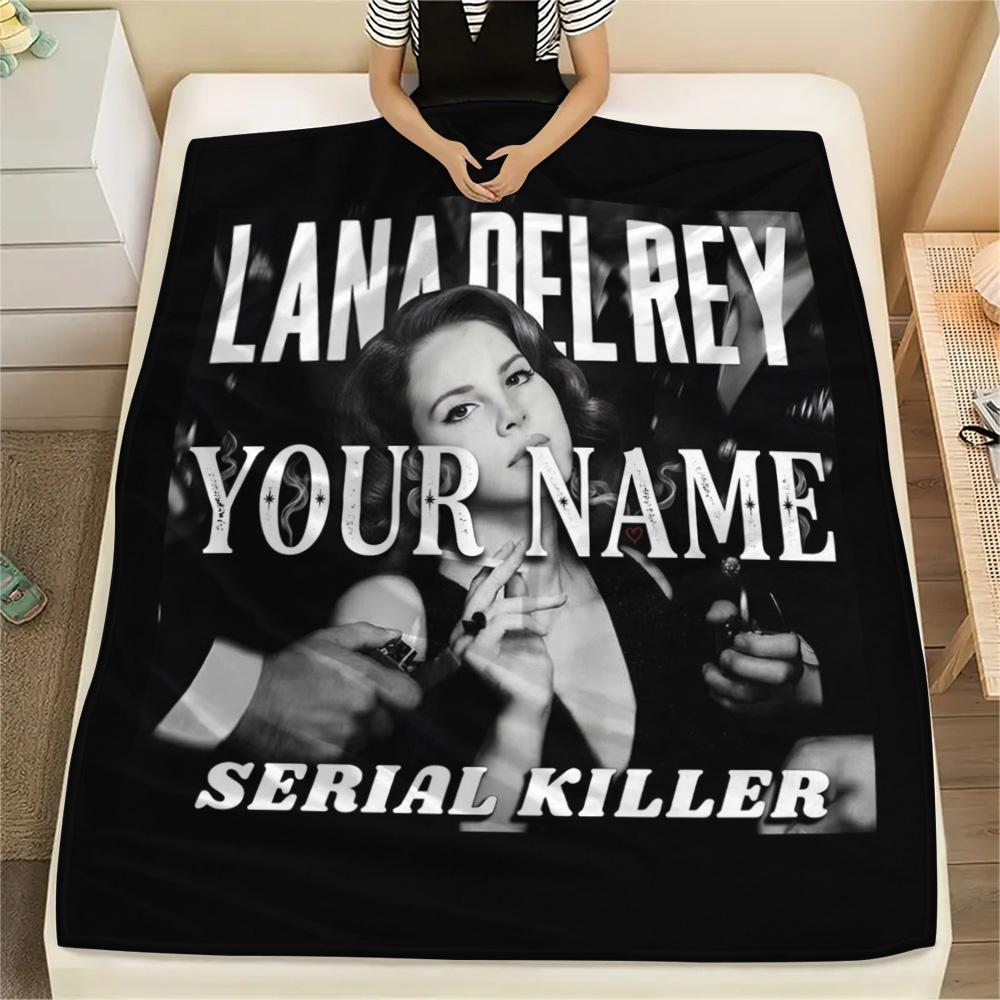 1PC Lana Del Rey Fan Art Custom Name Patterned Flannel Blanket Suitable For All Seasons For Home Decor Warmth And Comfort Gifts Holiday Present