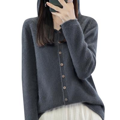Female Woolen Sweater Women Cashmere Cardigan Knitwear Loose Hoodie Clothing Spring Autumn Comfort Tops