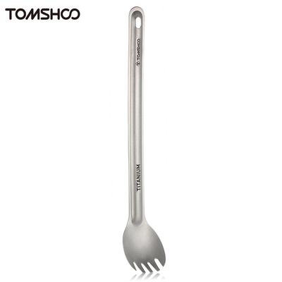 TOMSHOO Titanium Long Handle Spork Outdoor Portable Matte Finish Dinner Spork Cutlery Camping Backpacking Picnic