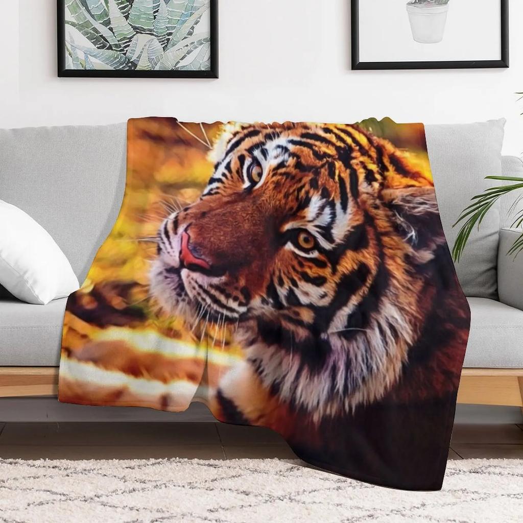 Beautiful Tiger Throw Blanket Lightweight Cozy Blanket for Bed Sofa