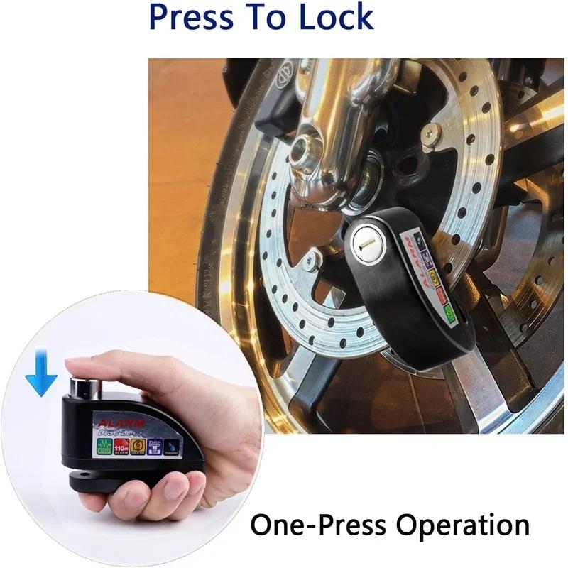 Motorcycle and Bicycle Alarm Clock Disc Lock Set, Brake Lock for Motorcycle and Bicycle