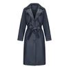 Trench da donna Giacca lunga ampia Giacca in pelle Cappotto classico con revers da donna