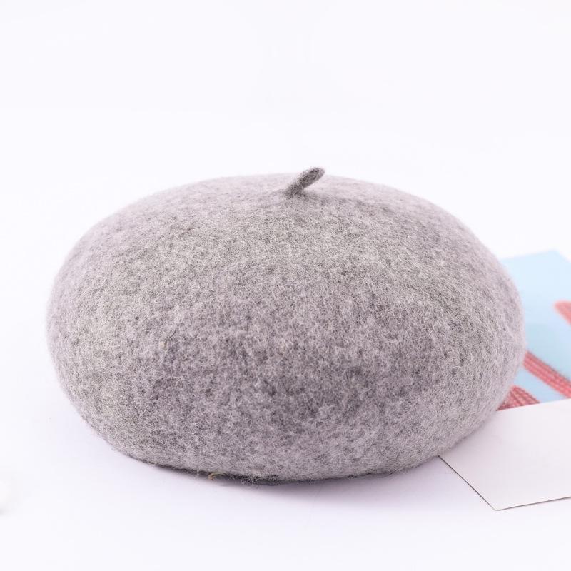 Korean Version of Wool Beret Women's Autumn and Winter Painter Hat Pumpkin Mushroom Hat Thickened Wool Warm Hat