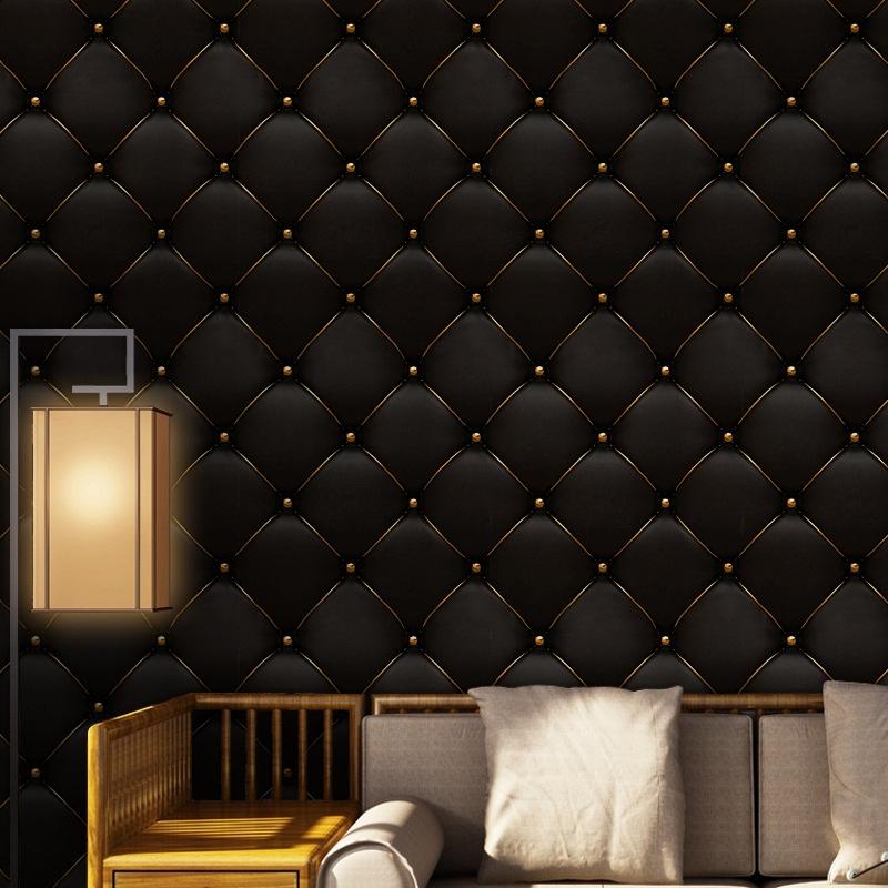 Neu 40*300 cm/Rolle Schwarz Phnom Penh 3D Stereo Leder TV Hintergrund Wand Aufkleber Dekorative Bilder Rem