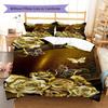 Golden Flower Pattern Bedding Quilt Set Quilt Cover Pillowcase Home Decoration Gift (1 * Duvet Cover + 2 * Pillowcase, Without Core)