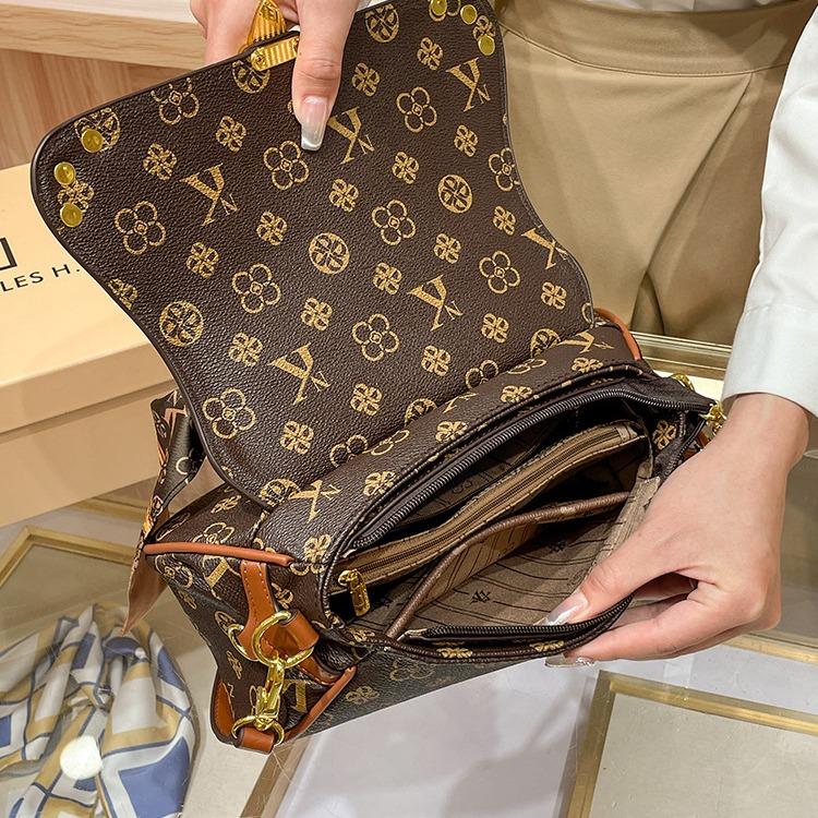 Nuova Borsa a Tracolla Diagonale da Donna con Texture in Vera Pelle, Piccola Borsa Quadrata Retrò Monospalla Portatile Alla Moda