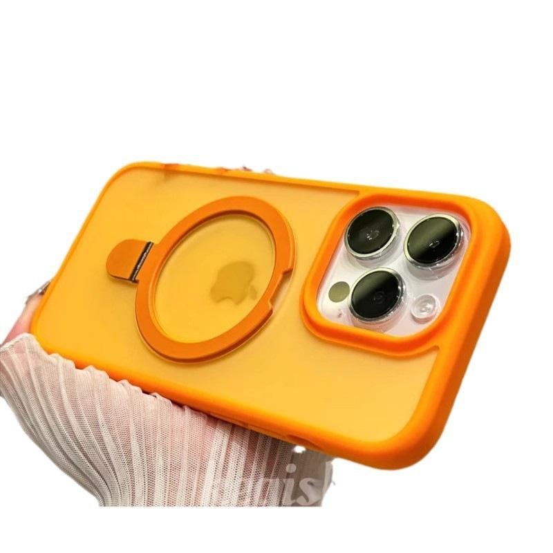 Fulcrum shell is suitable for iphone17 mobile phone case, magnetic suction bracket, skin matte, Apple 14Pro anti-drop protective cover.