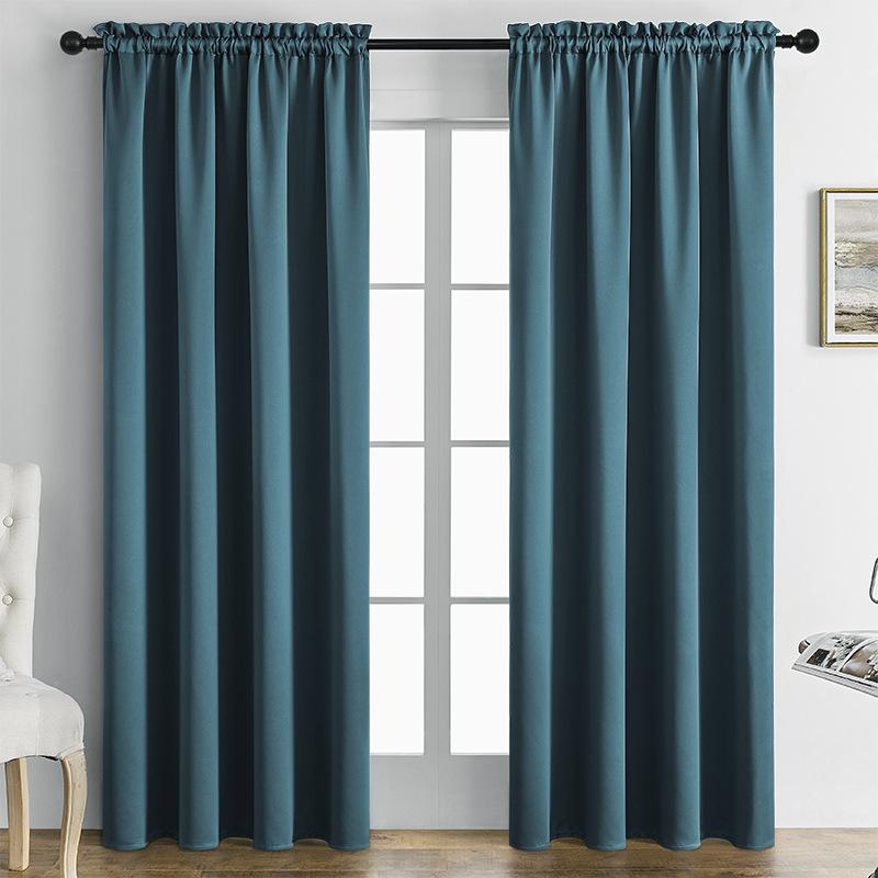 Eén paneel effen kleur Hoge precisie 70%-90% Verduisterend Lichtfilterend Gordijn Slaapkamer, Woonkamer Decoratie Huisbenodigdheden 107*160cm 440g saffier