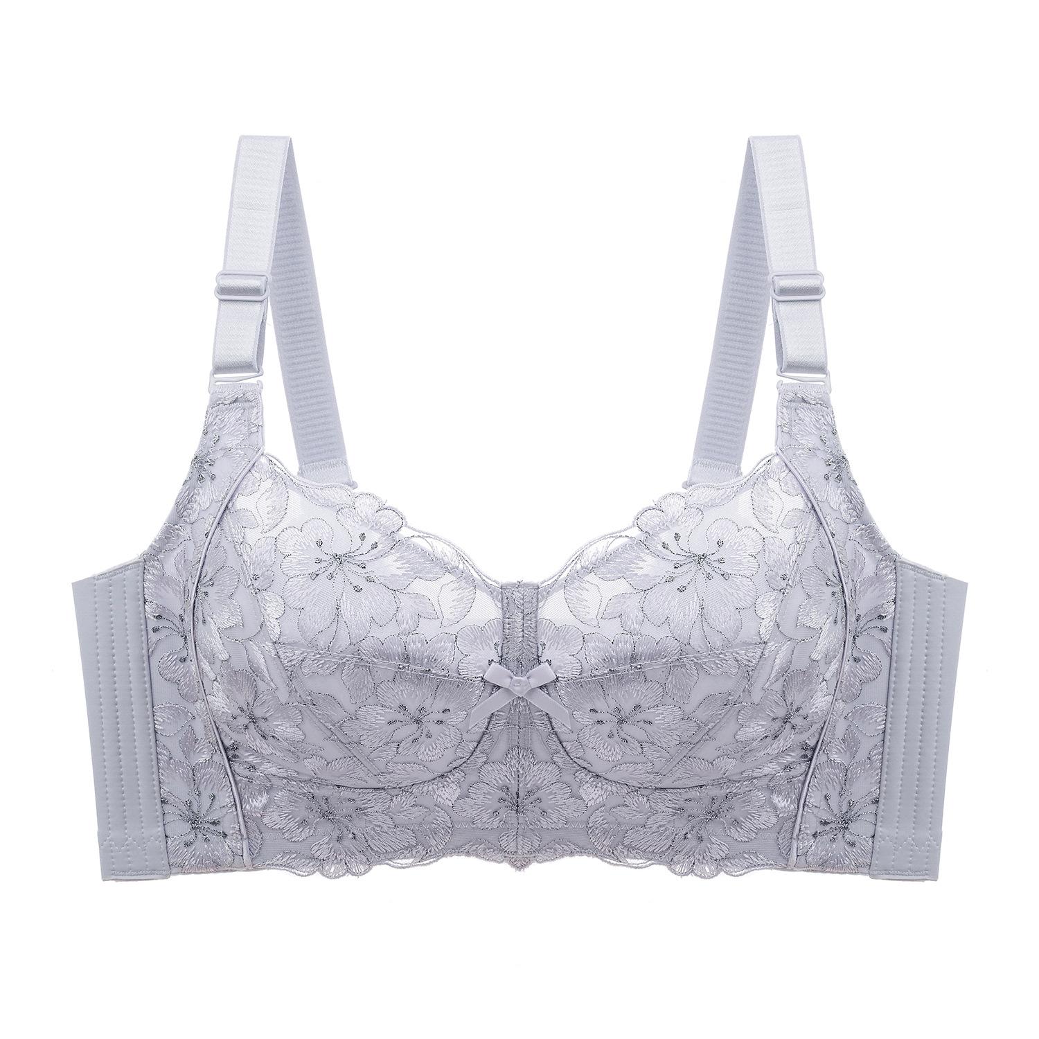 

Adjustable Plus-size Lingerie for Women Thin Lace Bra Anti-sagging Bra Without Underwire Push Up Bra 34/75B синій