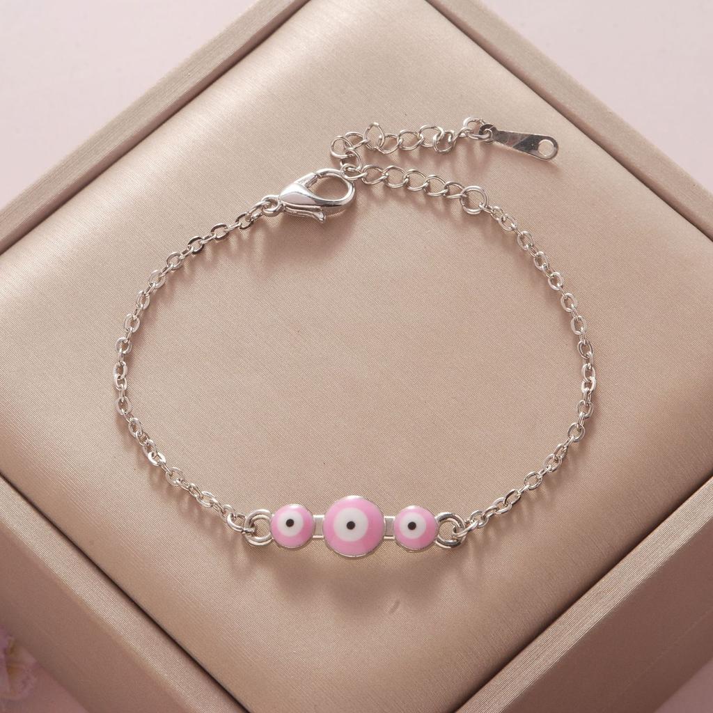 Fashionable Simple Rhinestone Evil Eye Four Leaf Clover Bracelet for Women