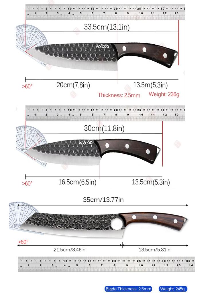 Stainless Steel Kitchen Knife Handmade Forged Butcher Knife Meat Cleaver Cutting Watermelon Fruit Chef Knife and Accessories