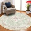 Crystal Velvet carpetBohemian Style Round Area Mat - Vintage Washable Machine-Made Polyester Mat with Non-Slip Rubber Backing,