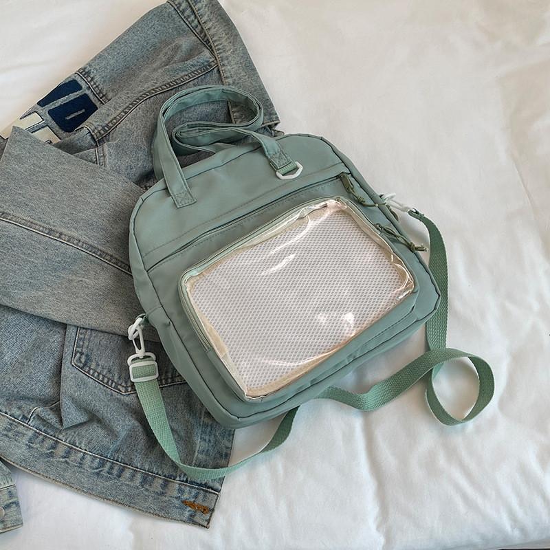 Fashionable Nylon Tote Bag In Black White Green And Blue With Soft Structure