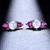 Internet Celebrity Simple Cold Wind's Round Opal with Diamond Stud Earrings Women's Exquisite Small Jewelry