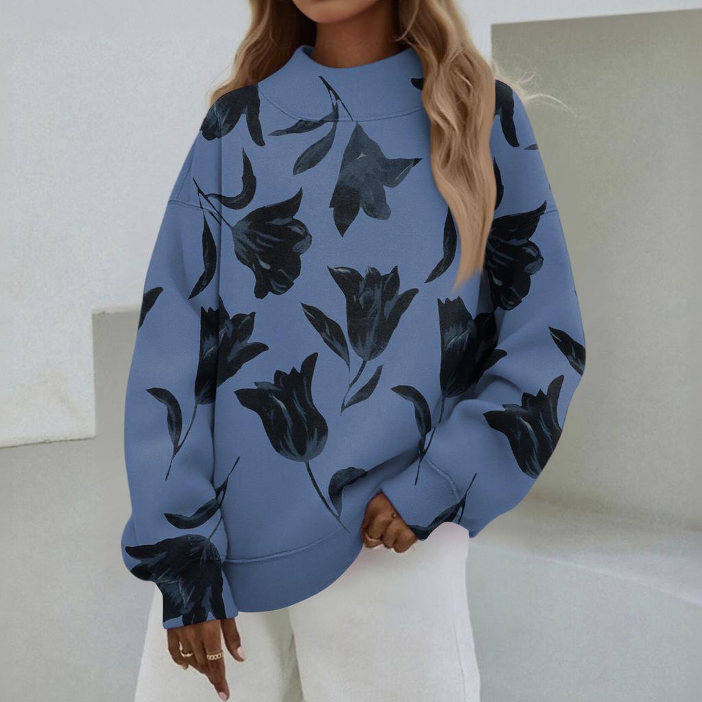 Mock Neck Sweatshirt Women Fall Comfort Oversized Sweatshirt Dressy Pullover Sweatshirts No Hood Cozy Turtleneck Tops