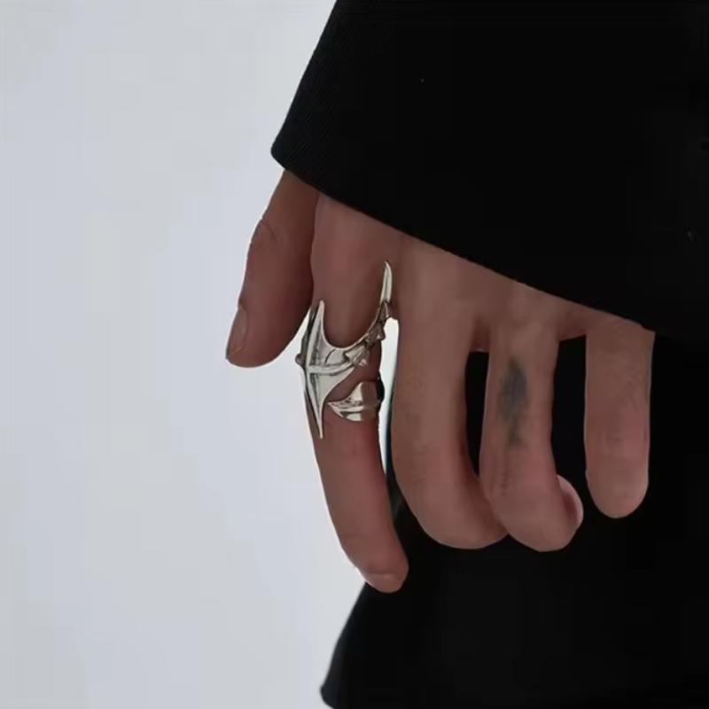 1-piece Fashionable Silver Color Irregular Opening Ring, Men's Personalized Trendy Holiday Party Jewelry Accessories