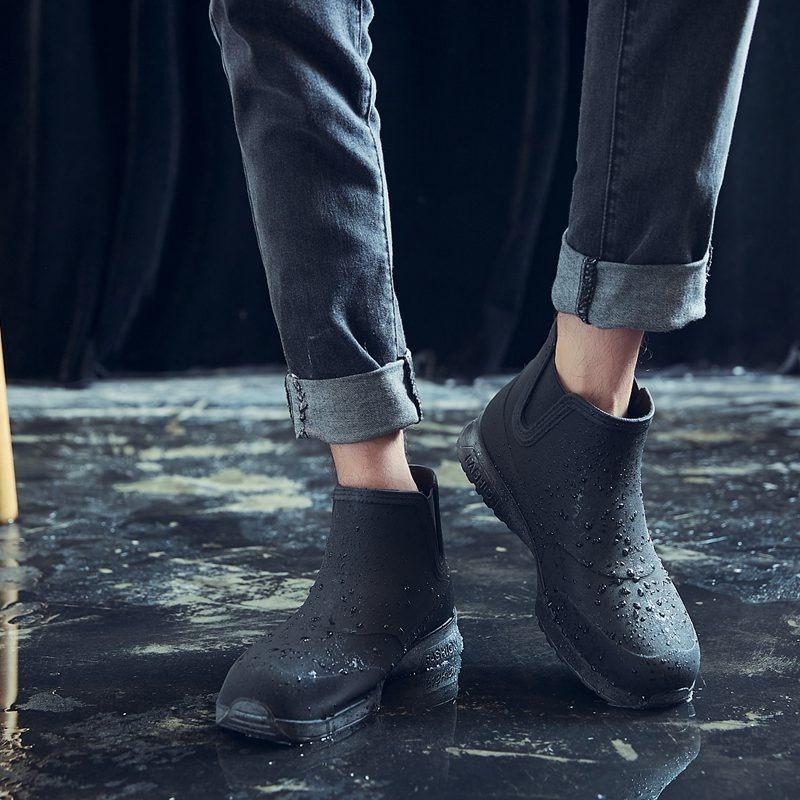 Fashion Rain Shoes Men Wear Non-slip Rain Boots Soft Sole Non-slip Kitchen Rubber Shoes Outdoor Fishing Waterproof Shoes Men