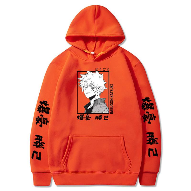 Ιαπωνικό Άνιμε Kaminari Denki Φούτερ Φαρδύ Φούτερ Χοντρό Μάλλινο Γραφικό με Γράμματα Μπλούζες Φλις Φούτερ