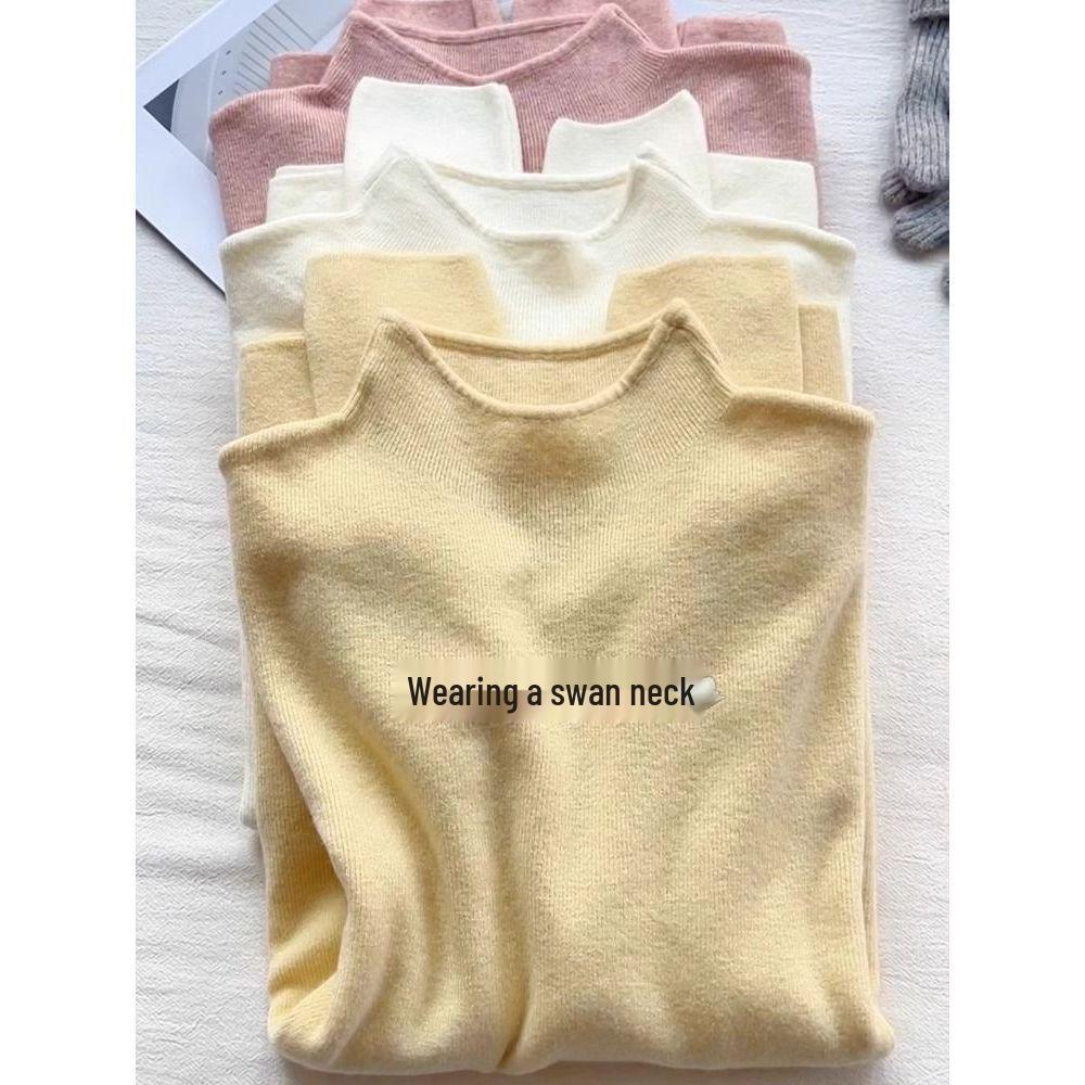 Women's Autumn/Winter 2026 Korean-Style Half-High Collar Thick Sweater: Versatile Inner and Outer Wear