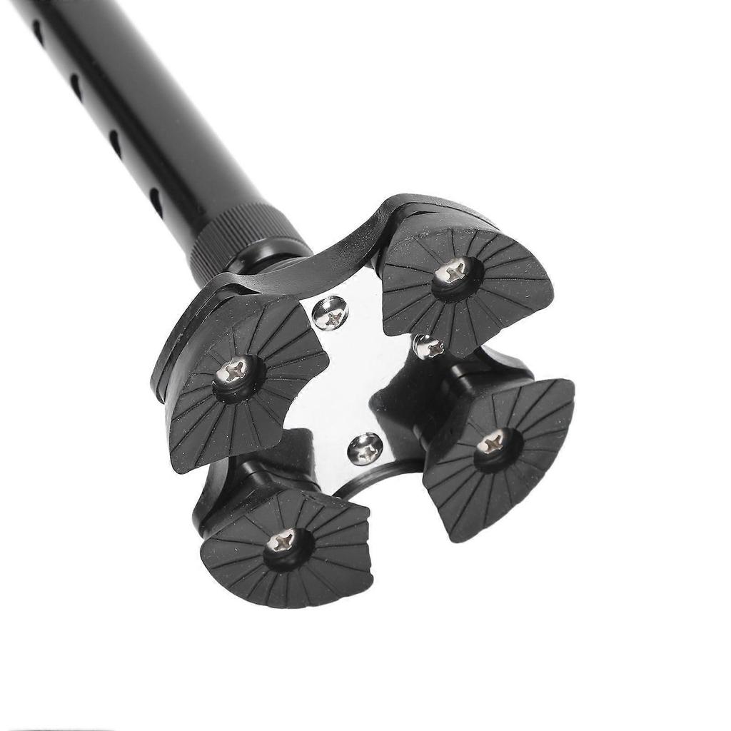 Quad Cane Adjustable Height Anti Slip Lightweight Retractable Senior Walking Stick with 4 Pronged Base for Mountaineering