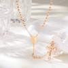 Stainless Steel Prayer Beads Rosary Necklace with Cross Pendant, Y-Shaped Long Chain Virgin Mary Necklace, Religious Jewelry