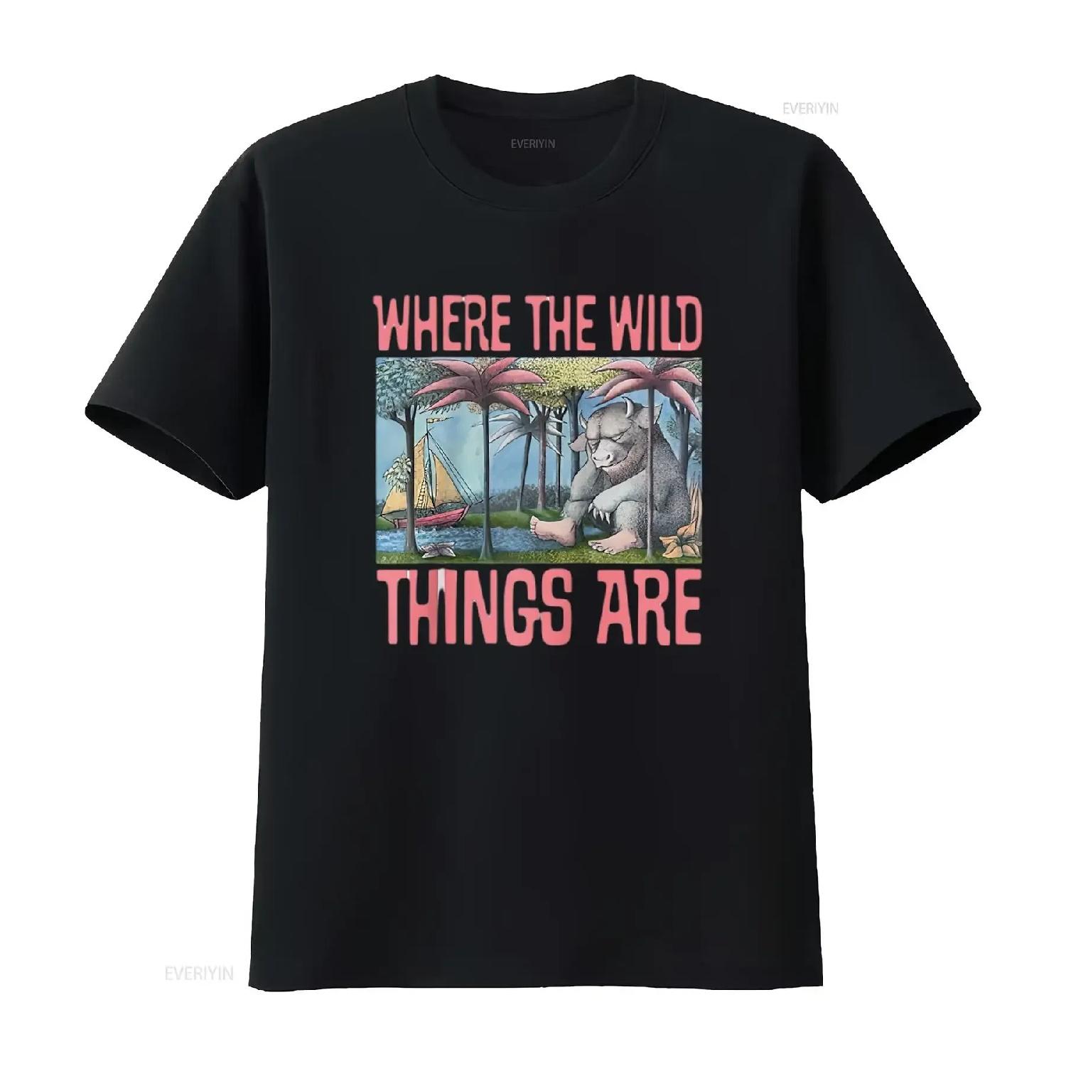 Mens T Shirt Where The Wild Things Are Cover Raglan Baseball Black Large vintage Washed Casual homme graphic Stylish Unisex S чёрный