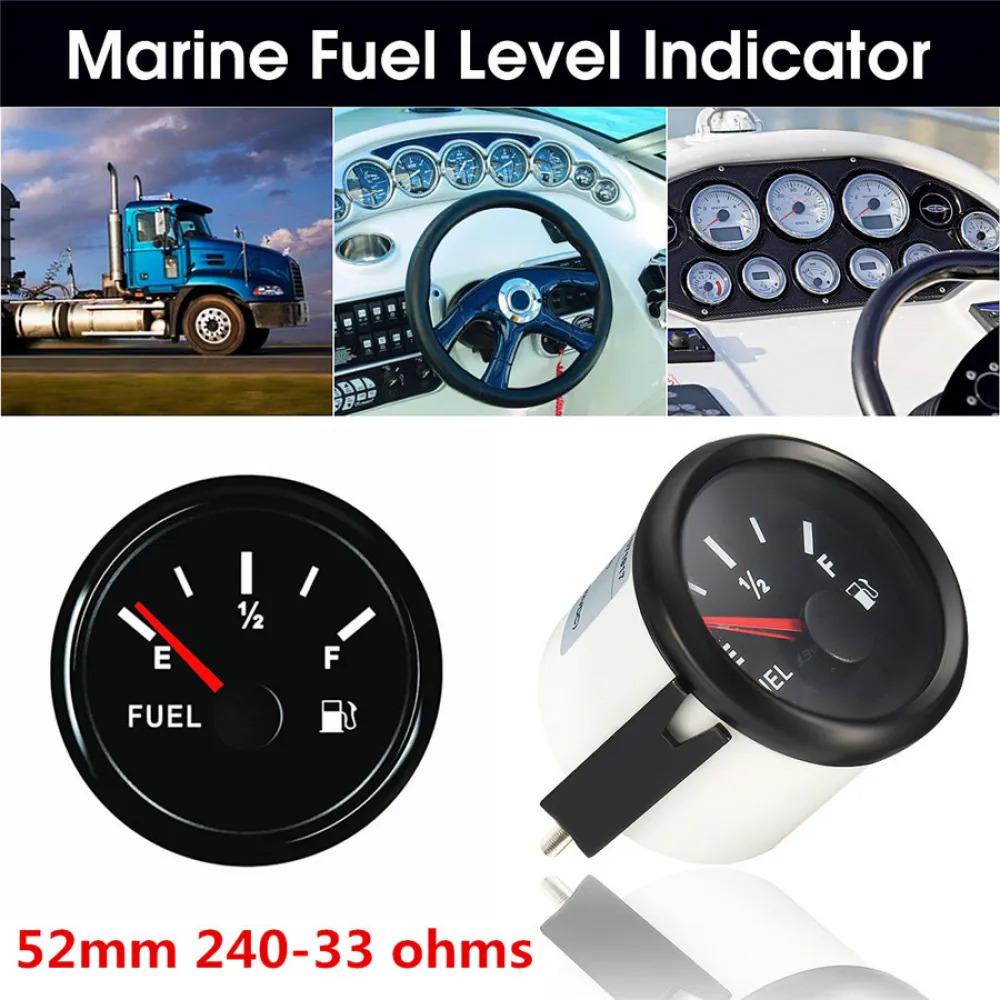 Blk Fuel Level Gauge Marine Yacht Trim Tank Indicator 52Mm 12/24V 240-33 Ohms