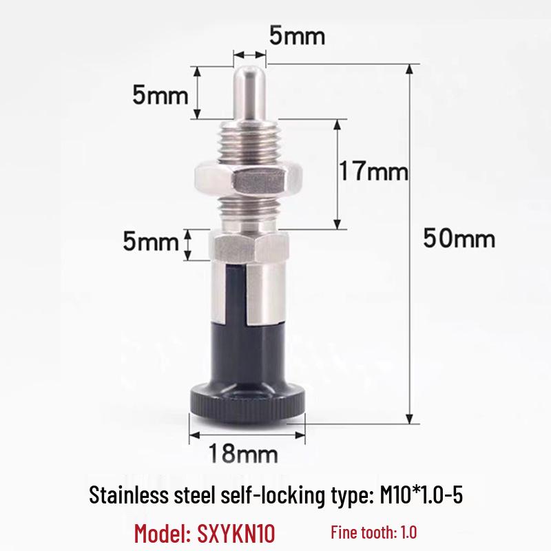 Stainless Steel/Carbon Steel Indexing Pin: Knob Plunger, Self-Locking, Re-Locking, Fine Thread, Complete Specifications