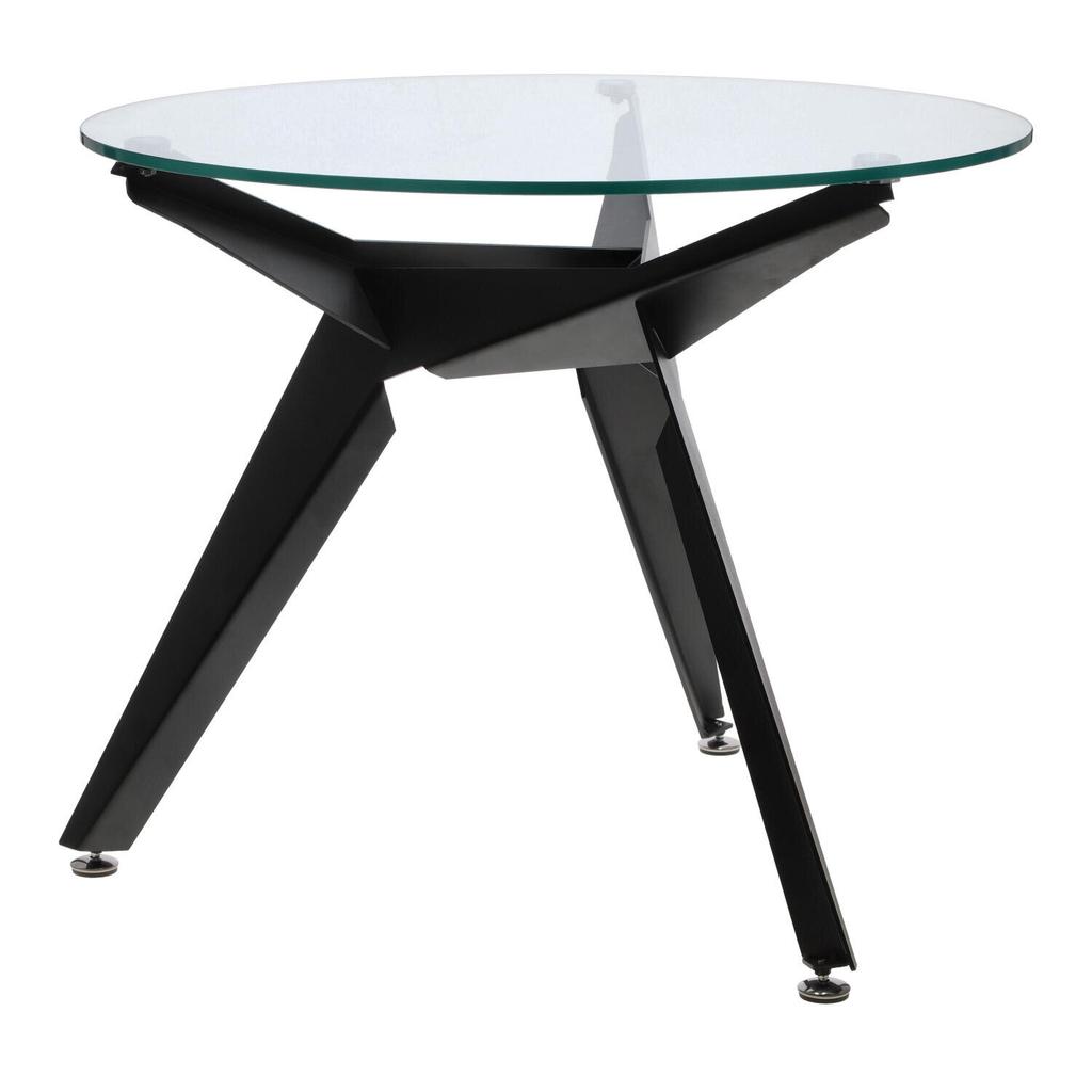 Troy Table Glass Tabletop Round 90 Cm Transparent/Black