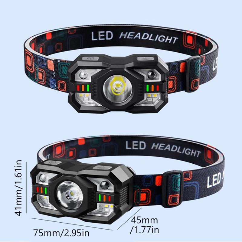 Led Rechargeable Headlamp Motion Sensor Waterproof Head Flashlights Torch For Outdoor Camping Fishing Head Lamp Search Light