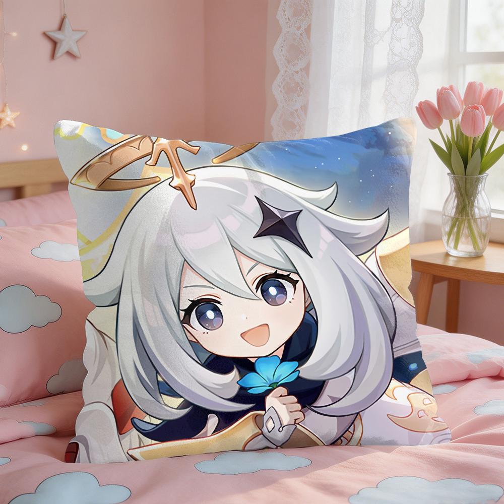Paimon Cute Genshin Impact Cushion Cover Square Short Plush Pillow Case Living Room Sofa Home Decor Funda X