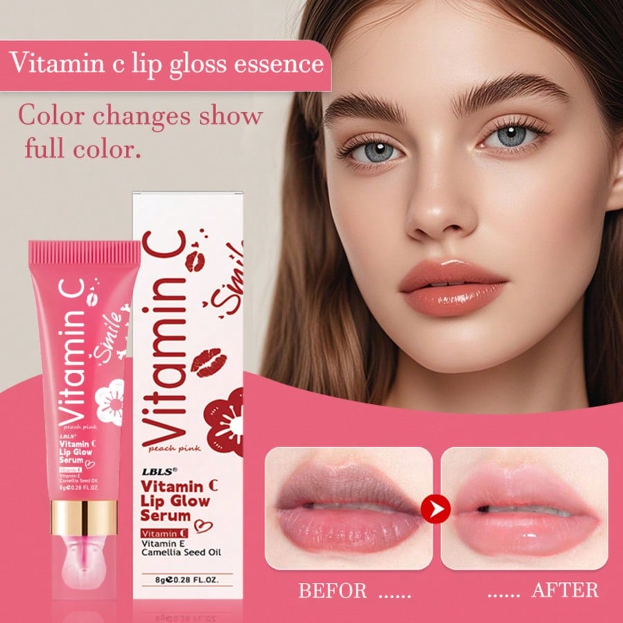1pc 8g Vitamin C Lip Balm Serum, A Liquid Lip Oil, Instantly Hydrates, Brightens, And Moisturizes Li