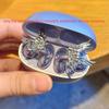 Creative Butterfly Earphone Clips Artificial Crystals Tassels Headphone Accessories Two Pieces Set Silver Earphone Decorations