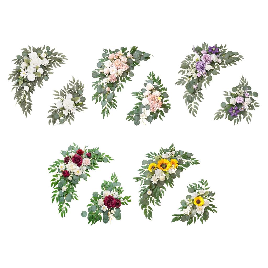 2Pcs Wedding Arch Flowers Decorative Artificial Floral Swag Door Lintel Green Leaves for Theme Arrangement Backdrop Greenery